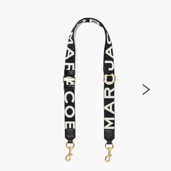 Marc Jacobs Black and White Logo Strap with Gold Accents - Picture 1 of 6
